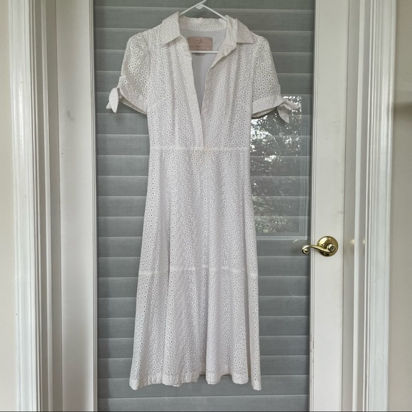 🌸 RARE NWT - Gal Meets Glam Judith Eyelet MIDI Dress in Size 00 - Picture 5 of 16